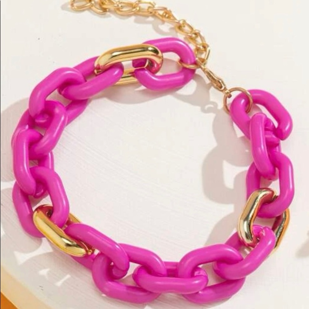 💚3/$21💚 Hot Pink and Gold Chain Link Bracelet